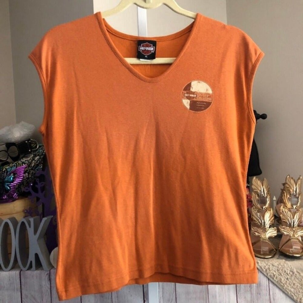 Harley Davidson sz XL Orange Crop Tank Top FLAW